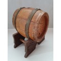 Vintage Wine Wooden Barrel with craved grape design and stand