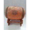 Vintage Wine Wooden Barrel with craved design and stand