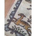 VINTAGE PERSIAN HUNTING SCENE DEER RUG/MAT