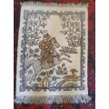 VINTAGE PERSIAN HUNTING SCENE DEER RUG/MAT