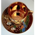 Handpainted Samurai tea cup and saucer duo Japan