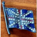 Vintage British Union Jack Flag Brooch Blue Red Enamel Rhinestones Patriotic Pin