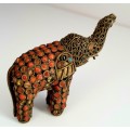 Vintage Brass Filigree Elephant Figurine ~ Coral and Turquoise Color Stones