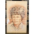Original 1979 Framed Sketch Portrait Drawing Mid Century Art Artist Eugene Braun
