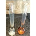 Vintage Retro Pair of Controlled Bubble Glass Bud Stem Vases