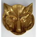 Vintage Solid Heavy Brass Wolf Trinket / Pin Dish