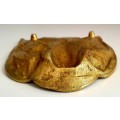 Vintage Solid Heavy Brass Wolf Trinket / Pin Dish