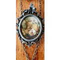Italy Ornate Brass Wall Frames with Romantic Silk Scenes