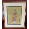 Oriental rice paper framed painting