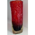 Vintage Retro Glass Ruby Red Bark Vase