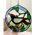 Beautiful Stained Glass Round Sun Catcher with Bird Design