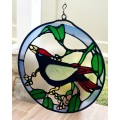 Beautiful Stained Glass Round Sun Catcher with Bird Design