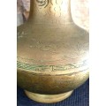 Chinese Embossed Dragon Heavy Solid Brass Vase