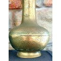 Chinese Embossed Dragon Heavy Solid Brass Vase