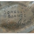 Artist DENIS MATHEWS signed Heavy Bronze African Lion Paw Footprint Sculpture