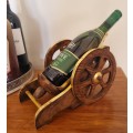 Brass and Wooden Cannon Bottle Holder