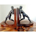 pair of Art Deco spelter bookends styled in R. Vramant, France  Circa 1930`s