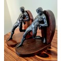 pair of Art Deco spelter bookends styled in R. Vramant, France  Circa 1930`s