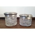 Pair of Cut Glass, Silver plated Trinket Jars