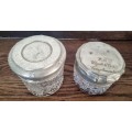 Pair of Cut Glass, Silver plated Trinket Jars