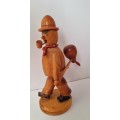 German Figurine Hand Carved Wood Made In GDR
