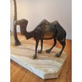 1940`s Moroccan Camel bronze Onyx Stone desktop lamp