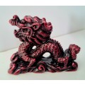 Paur of Cinnabar Red Chinese Dragon Resin Figurine Statue