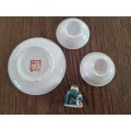 Chinese porcelain plates and miniature Buddha figurine