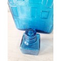 Blue Square Brutalist Empoli Glass Decanter Genie Bottle (Made in Italy)