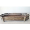 Large Silver-plated Patina Gallery Tray on Feet