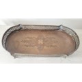 Large Silver-plated Patina Gallery Tray on Feet