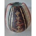 Old Red,Gold and Black Leather Vase