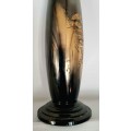 Vintage Japanese Gilt and Silver Dark Mixed Metal Bulbous Vase, signed by artist