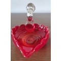 Vintage Ruby Red & Clear Handblown Art Glass Swan Figurine