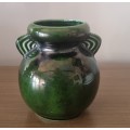 South African Rand ware or Globeware Pottery green Handled Vase