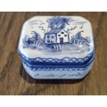 Blue and white Portuguese Portugal Porcelain Trinket Box