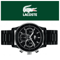 Lacoste Charlotte Nicosia Chronograph Black Dial Black PVD Ladies Watch 2000806 - Brand New