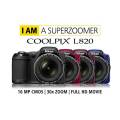 Nikon COOLPIX L820 16 MP CMOS Digital Camera with 30x Zoom Lens and Full HD 1080p Video (Black) 30X