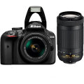 New Nikon D3400 Camera & AF-P 18-55mm + AF-P DX 70-300mm F/4.5-6.3G ED VR Twin Lens KIT
