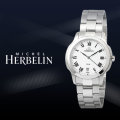 Michel Herbelin Ambassador White Roman Dial S/Steel bracelet Gents watch - 12239/B01