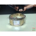 BUREN Gold Plated Ladies Watch - Rectangular Dial / White Face / Roman Markers