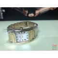 BUREN Gold Plated Ladies Watch - Rectangular Dial / White Face / Roman Markers