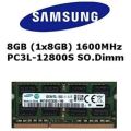SAMSUNG 1x 8GB DDR3 RAM PC3L-12800S 1600Mhz LAPTOP RAM - M471B1G73D80