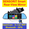 SENSORIT Smart Rear-View Mirror - DashCam - In Car WiFi - Bluetooth - GPS