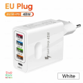 USB C Wall Charger 48W 5 Ports USB Fast Charging USB-C Charger TYPE-C Charger 4xUSB + 1xPD18W