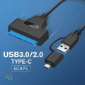 2-In-1 SATA To USB 3.0 - SATA To Type C Cable - Connect 2.5 inch HDD & SSDs to Computers & Laptops