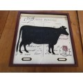 LOVELY ! UNUSUAL FRAMED COW WITH FRENCH POSTMARKS