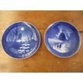 TWO DISPLAY PLATES ROYAL COPENHAGEN DENMARK  GOING HOME FOR CHRISTMAS AND WINTER TWILIGHT