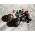 2 BEAUTIFUL  STONE EGGS AND LOTS OF  SMALL STONES ALL POLISHED IDEAL FOR JEWELLERY