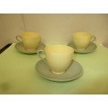 BEAUTIFUL THREE COPELAND SPODE MEADOWSWEET COFFEE CUPS AND FOUR SAUCERS c1960`s